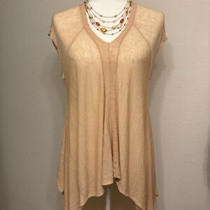Alberto Makai Linen Fairycore Boho Draped top size XL in Tan Cream